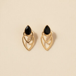 Heart Earrings | Gold Brass Jewelry | Dangle Drop Gift