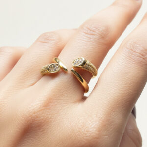 Gold Pave Wrap Ring | Open CZ Band | Adjustable Coil Jewelry