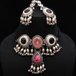SAIRA Statement Oxidised Choker Set with Evil Eye Motifs and Kundan